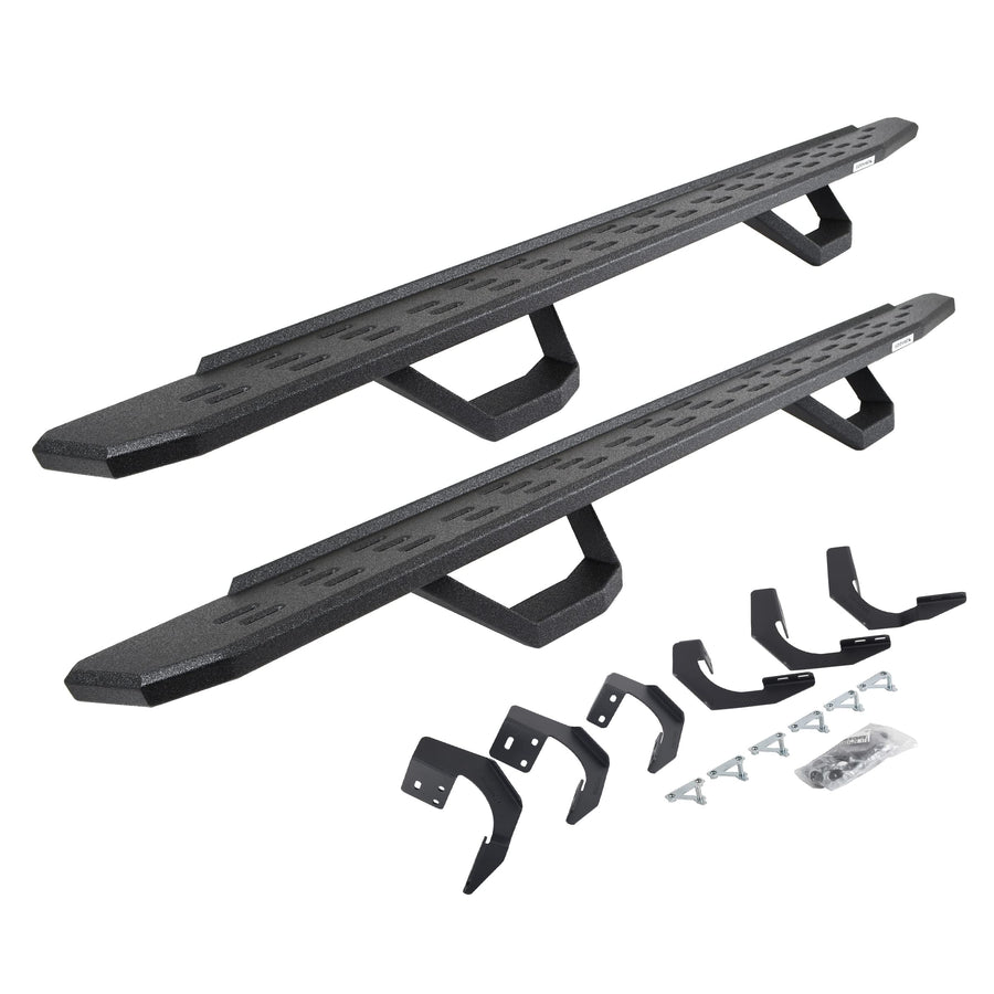 Go Rhino Running Boards RB30, Brackets, & 2 Pair of Drop Steps | Galvanized Steel, Protective Bedliner Coating | 6962068720T | Fits 2019-2023 RAM 1500 Classic Crew Cab & 2015-2018 RAM 1500 Crew Cab