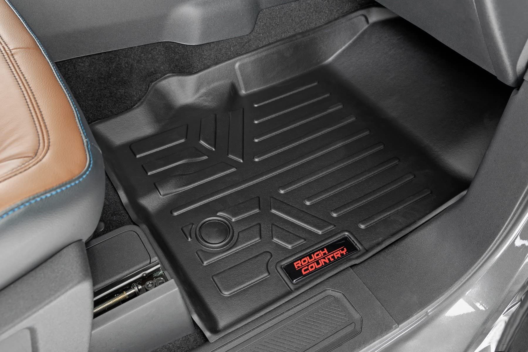 Rough Country Floor Mats All Weather for Ford Bronco 4-Door (2021-2025) - Non-Slip Waterproof Flexible Mat, Front & Rear Set