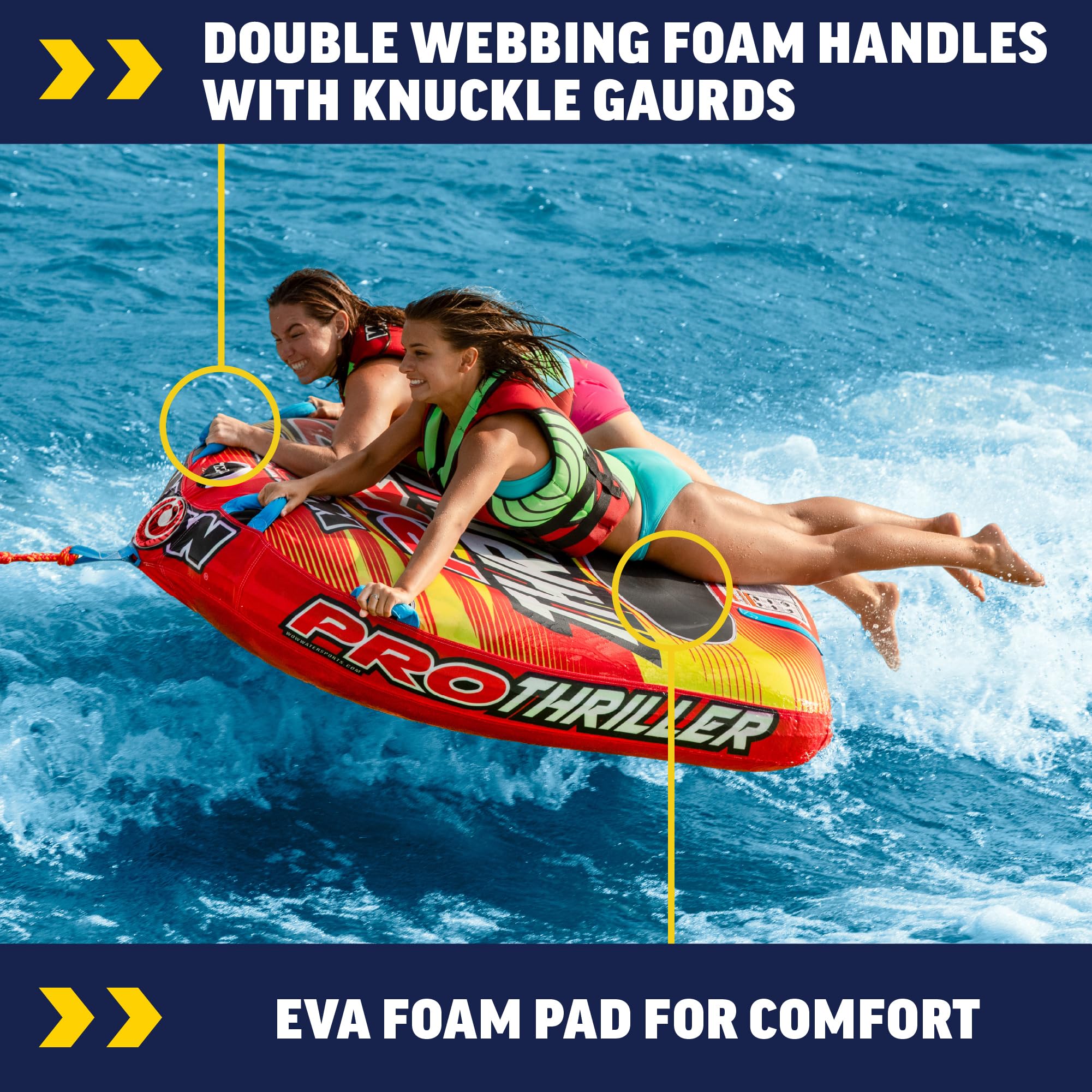 Thriller WOW Sports Towable Deck Tube for Boating Adults, Inflatable Tubing Boat for Water Sports
