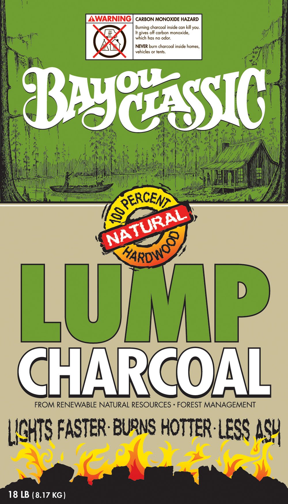 Natural Lump Charcoal Bayou Classic 500-418, 18-lbs Bag