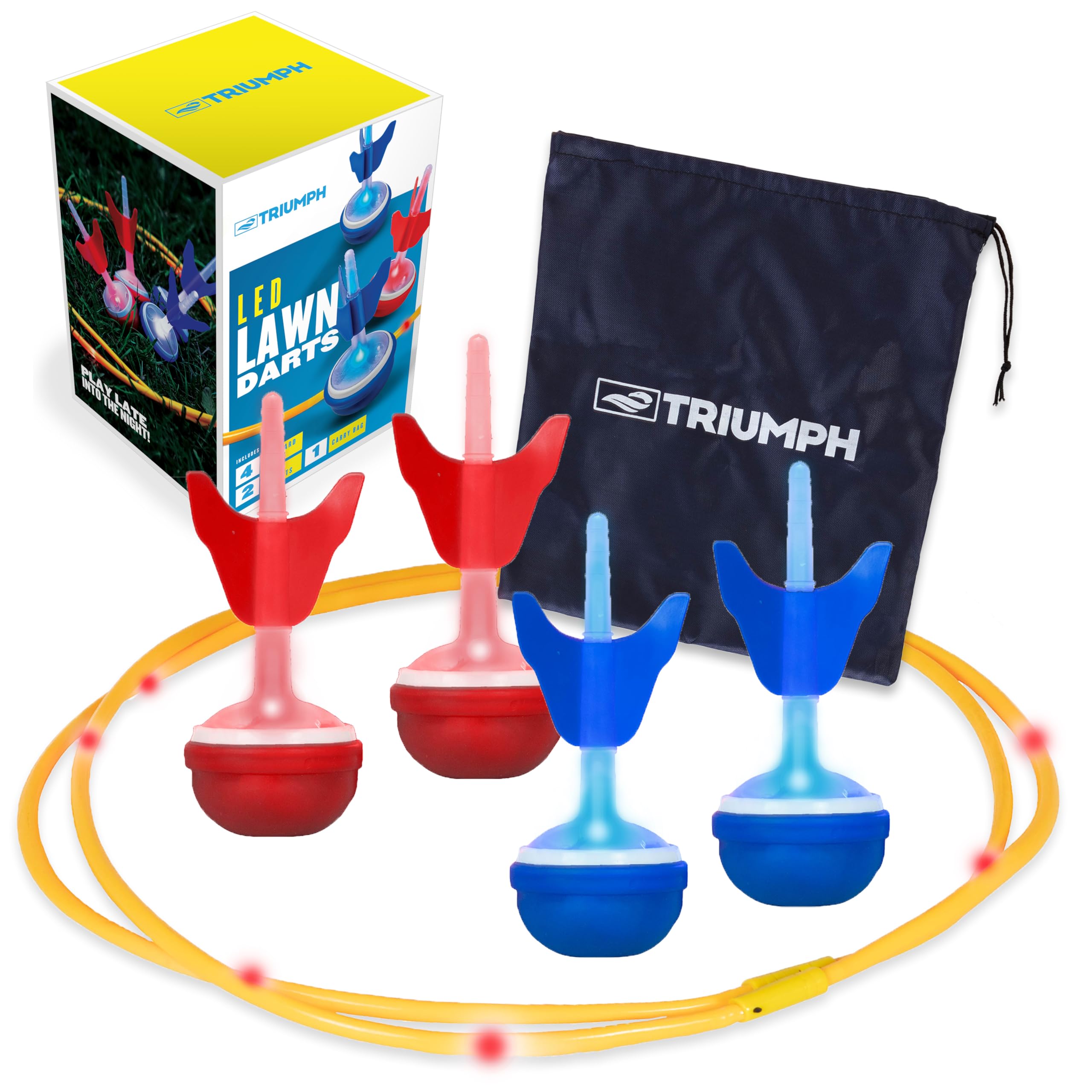 Triumph Sports Backyard Darts LED with Two Targets with Four Light Features, Four Large Darts LED, Two Target Rings LED and Carry Bag, Multicolor