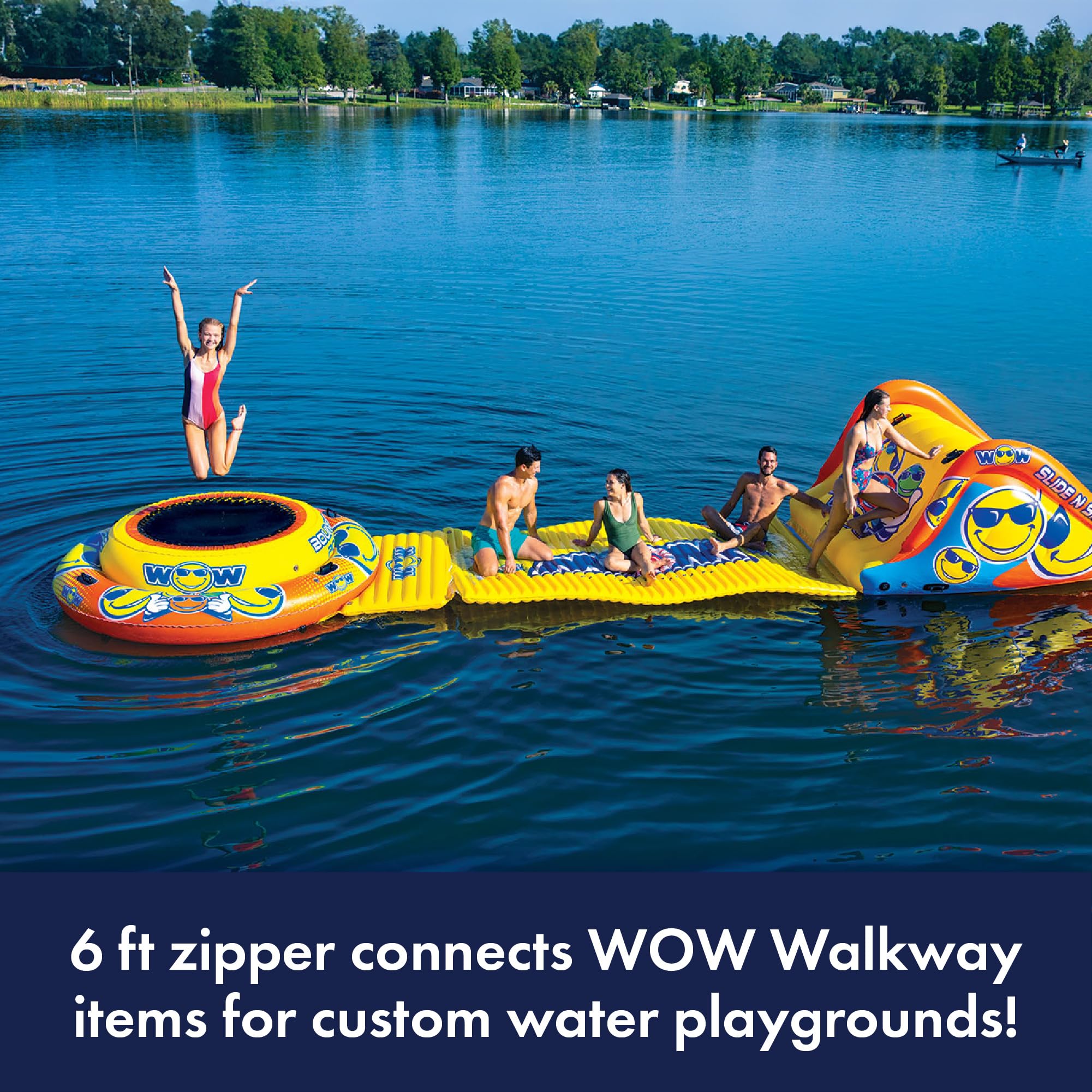 WOW Sports Inflatable Bounce Pad World of Watersports, 4Ft Bouncing Area, Yellow, 20-2030