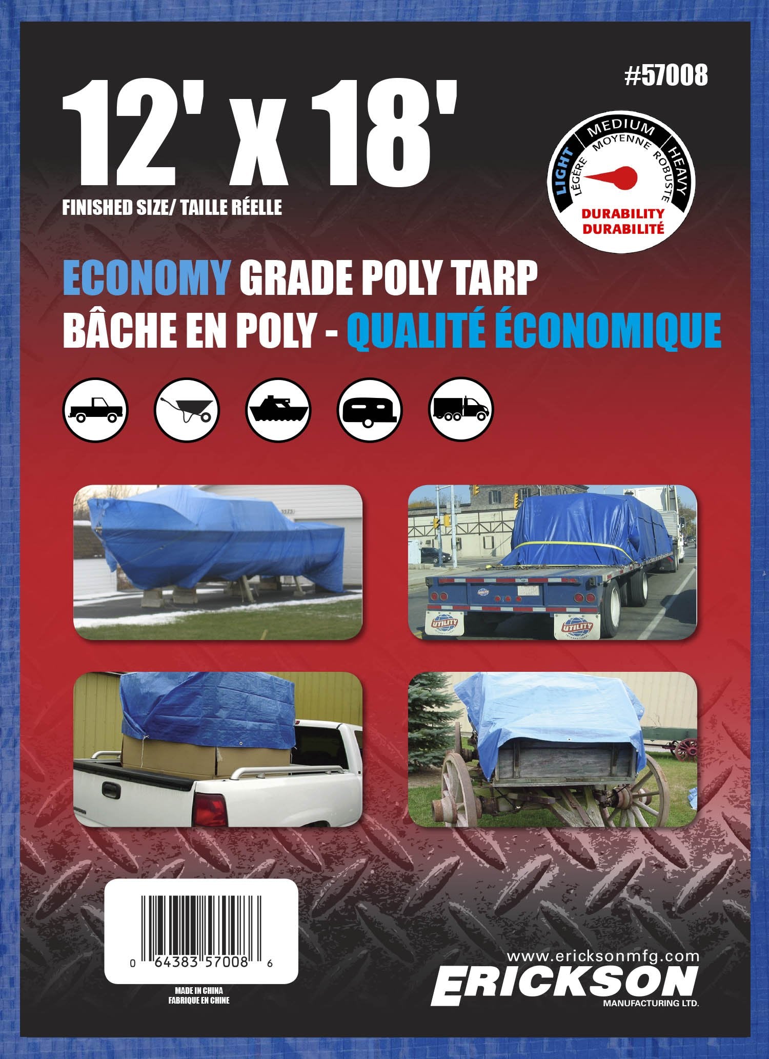 Blue Economy Poly Tarp Erickson, 12' x 18', 1 Pack