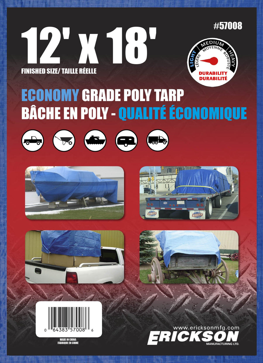 Blue Economy Poly Tarp Erickson, 12' x 18', 1 Pack