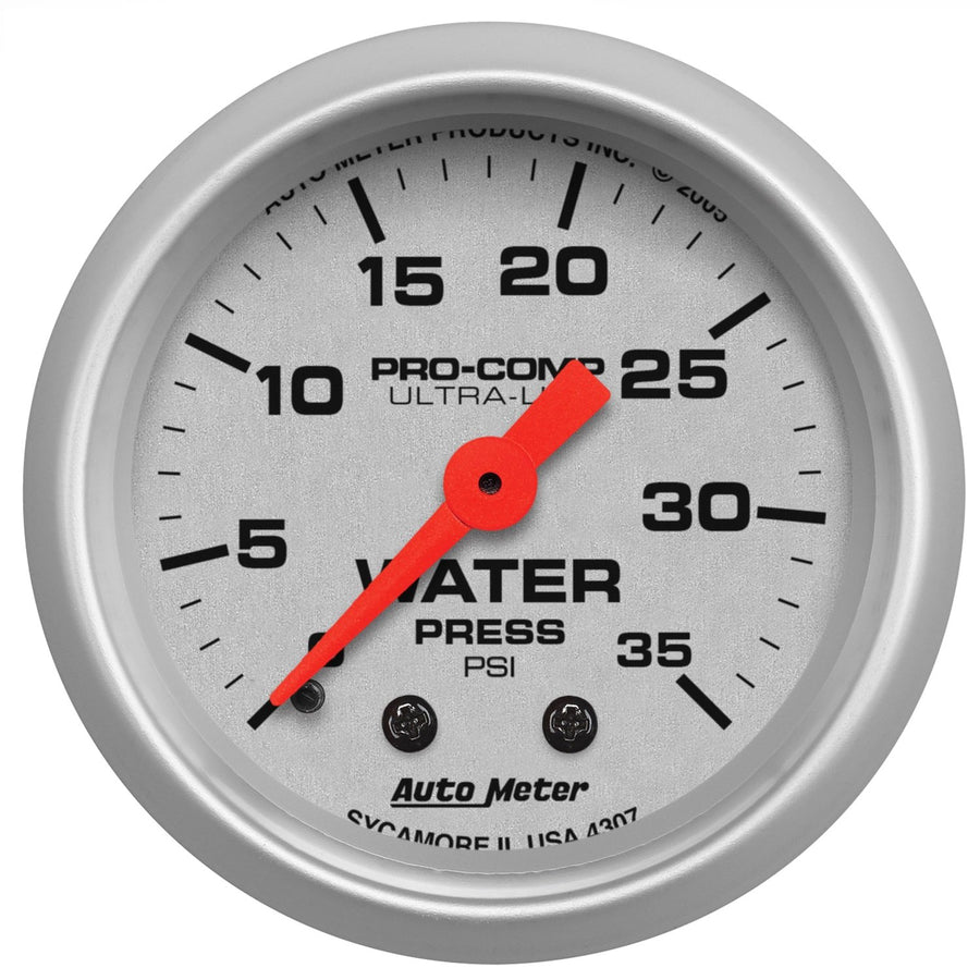 Ultra-Lite Auto Meter Mechanical Water Pressure Gauge 4307