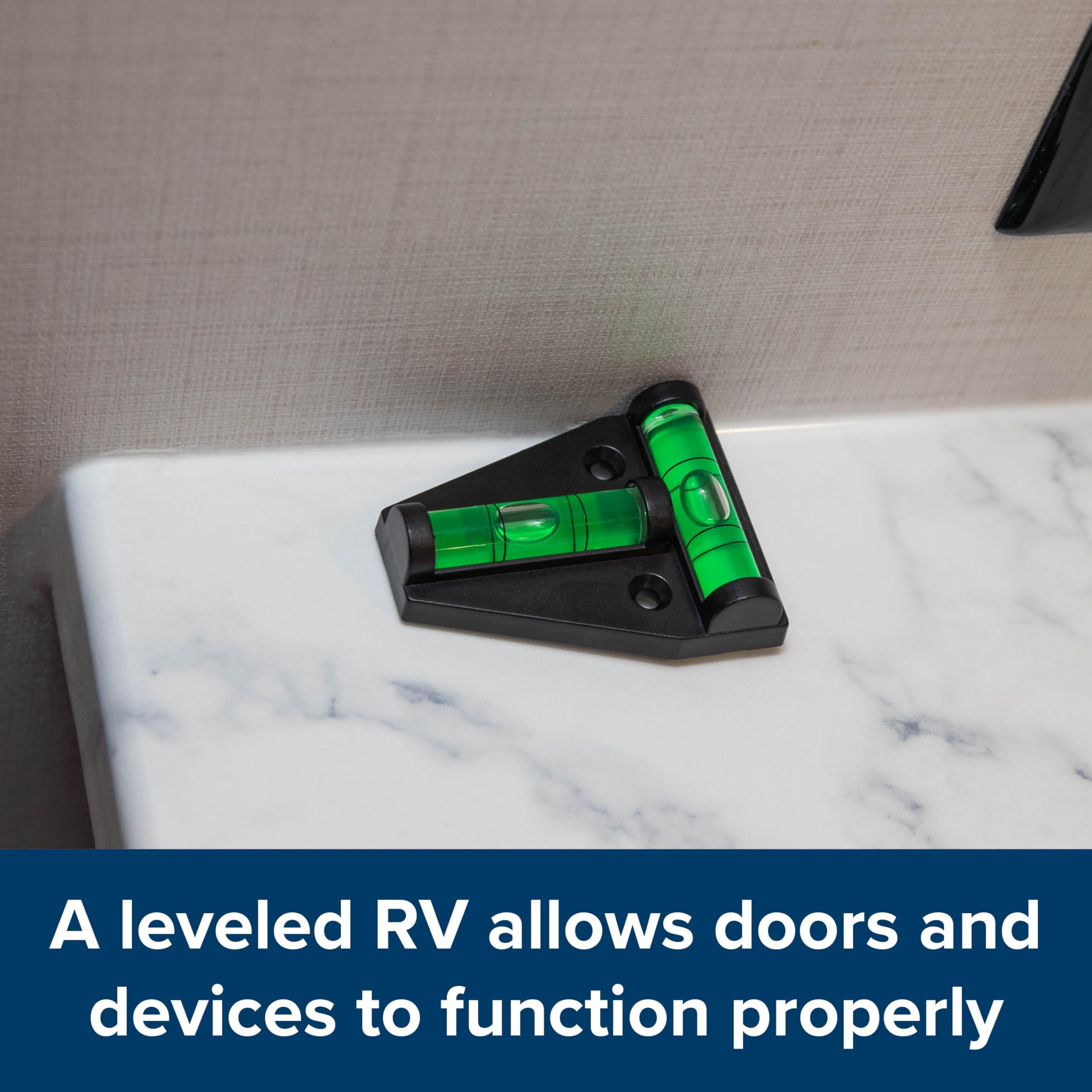 Camco T Level Camper/RV - Features Front to Back/Side to Side RV Leveling - Easy Install w/Screws or Adhesive Tape - Measures 1.625” x 2.25” x 0.56” (25543)