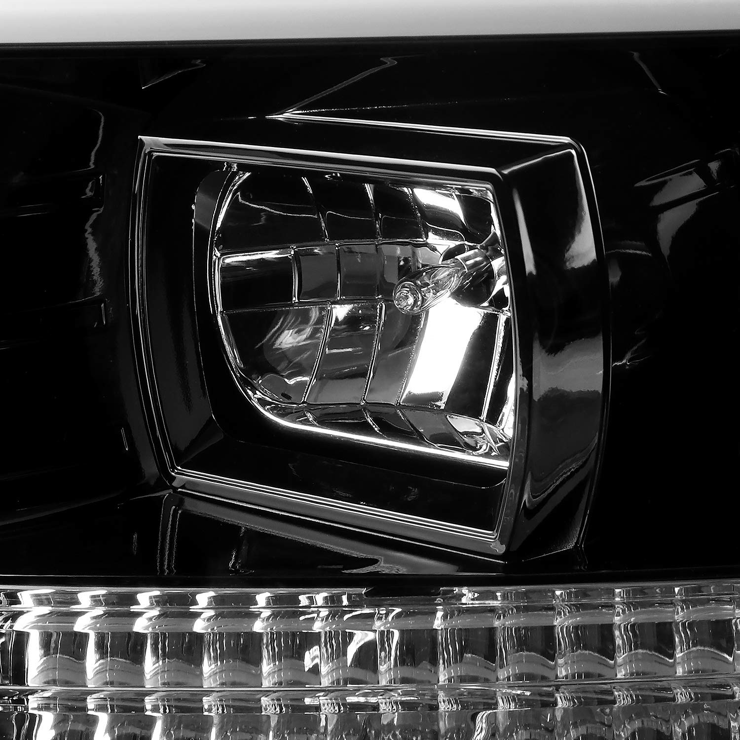 Jet Black LED Tube Projector Headlights SPEC-D TUNING Compatible with 2004-2008 Ford F-150, 2006-2008 Lincoln Mark LT, Left + Right Pair Headlamps Assembly