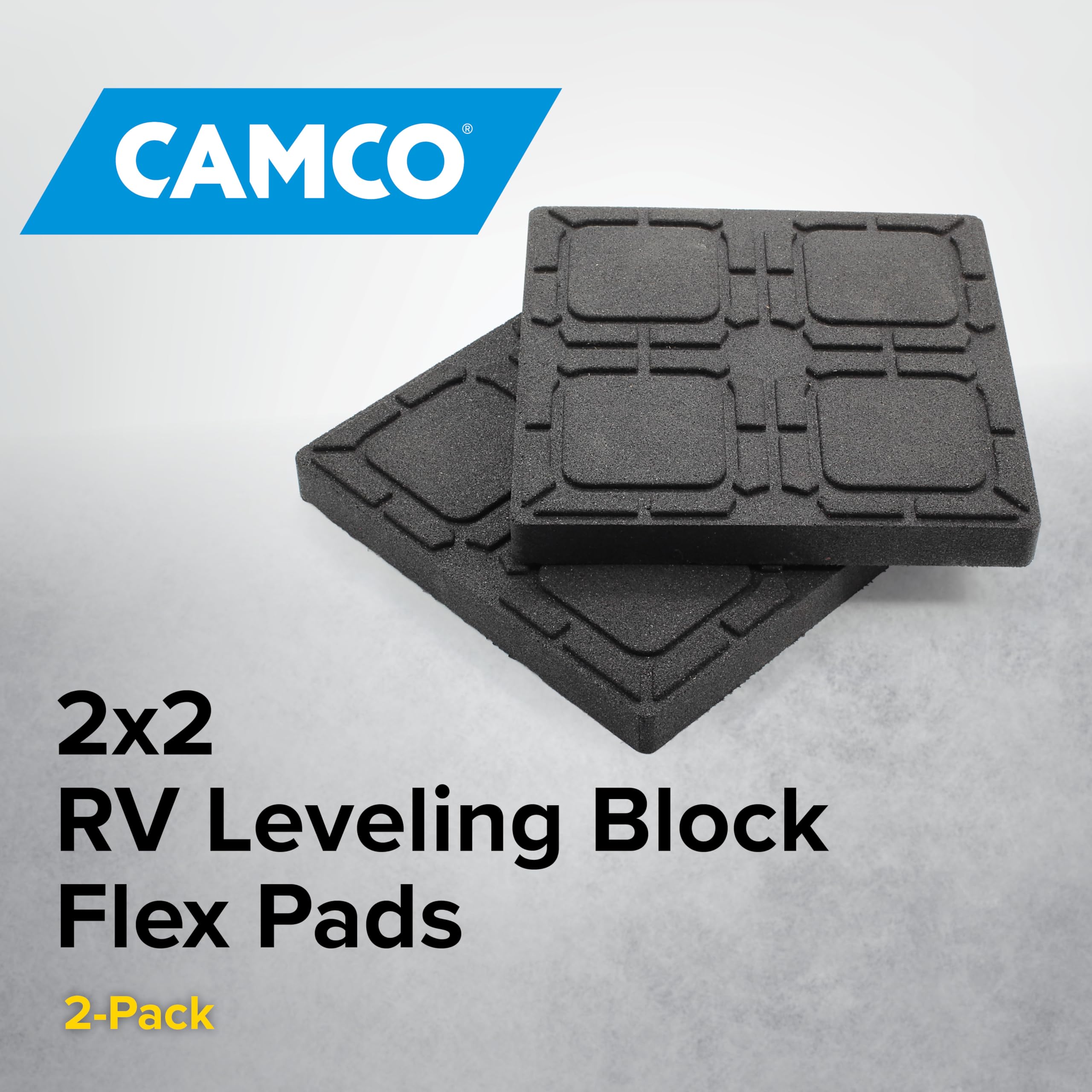 Camco RV Universal Flex Pads for Leveling Blocks - Prevents Sinking of RV Jacks & Stabilizers Into Soft Ground - RV Leveling Made Easy - Blocks Measure 8 1/2" x 8 1/2" (44600)