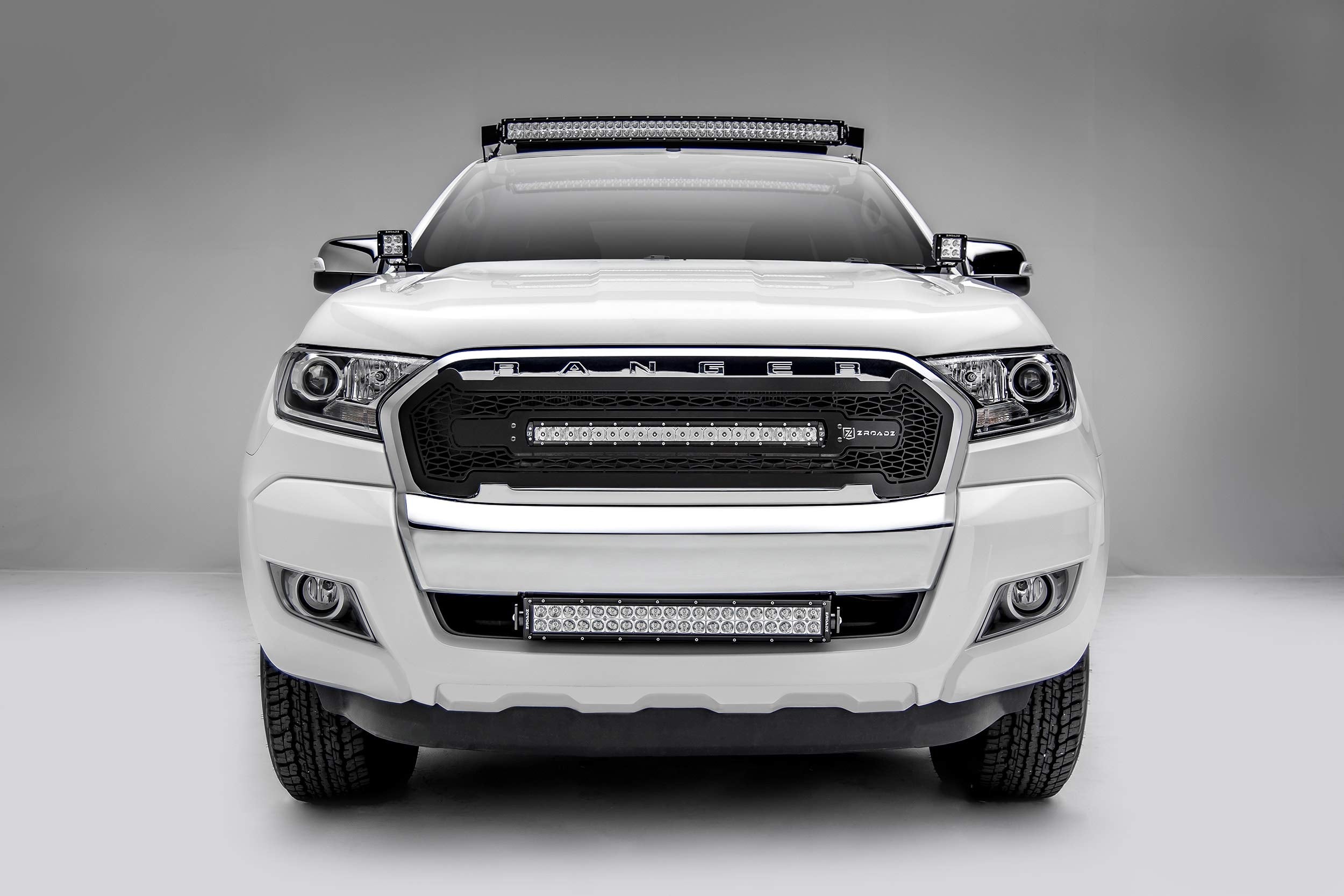 Front Roof LED Mounting Bracket ZROADZ - Compatible w/ 2015-2018 Ford Ranger T6 - to Mount (1) 40 Inch or Similar Style Curved LED Light Bar (Not Included) - PN #Z335761