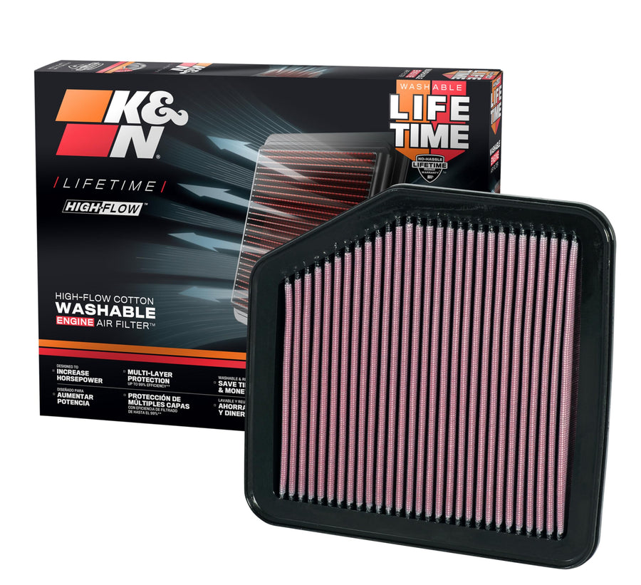 High-Flow K&N Original Lifetime Engine Air Filter: Increase Power: Premium, Washable: Compatible with 2005-2015 Lexus/Toyota: GS350, GS430, IS220, IS250, IS300, IS350, Crown, Rav4, 33-2345