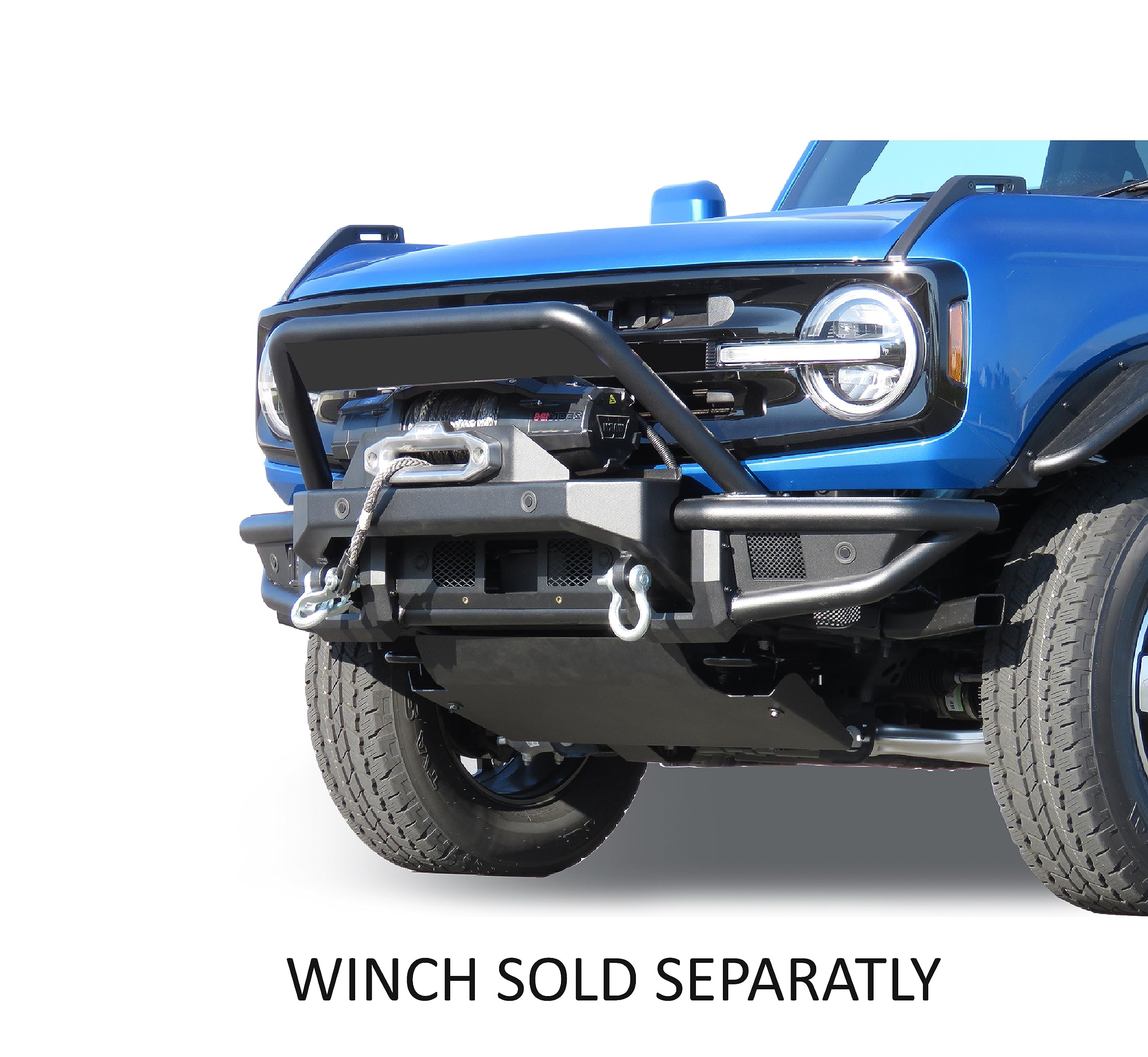 Armour Black Horse Off Road Tubular Heavy Duty Front Bumper Matte Black Compatible with 2021-2023 Ford Bronco-AFB-FB22HD