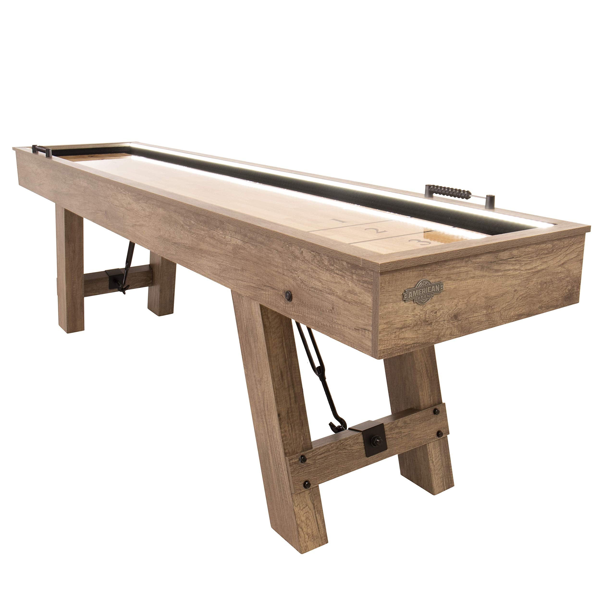 Brookdale American Legend 9’ LED Light Up Shuffleboard Table with Bowling