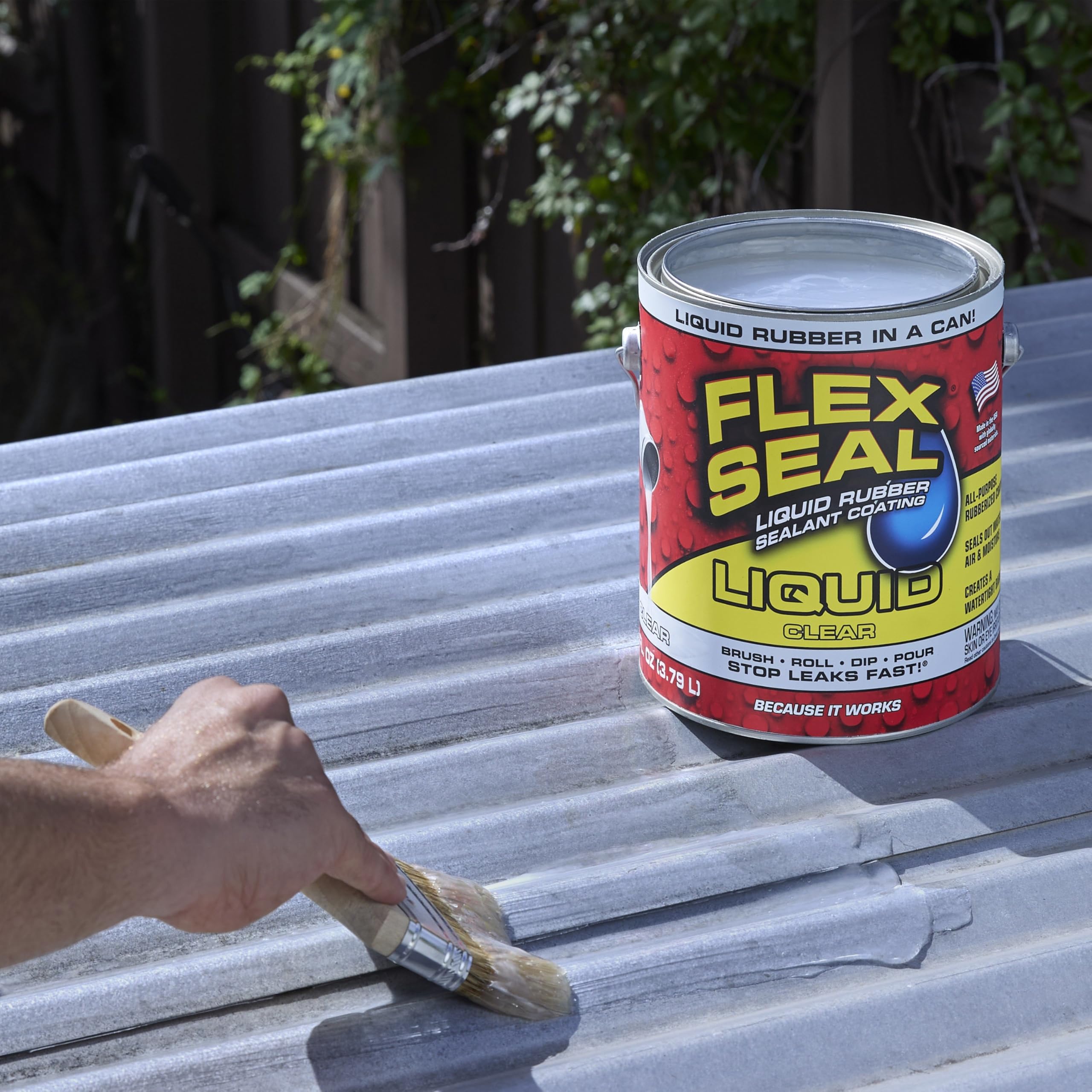 Liquid Rubber Flex Seal, Waterproof, Flexible, Breathable, and UV Resistant Coating Sealant, Roof Repair, Basements, RV, Campers, Trailers, Marine, EPDM, Masonry, 1 Gallon, Clear