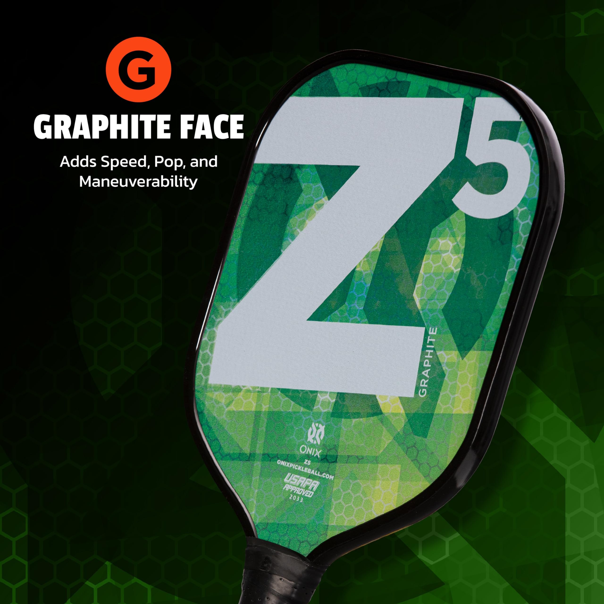 Graphite ONIX MOD Z5 Graphite Carbon Fiber Pickleball Paddles with Cushion Comfort Pickleball Paddle Grip - USA Pickleball Approved, Blend