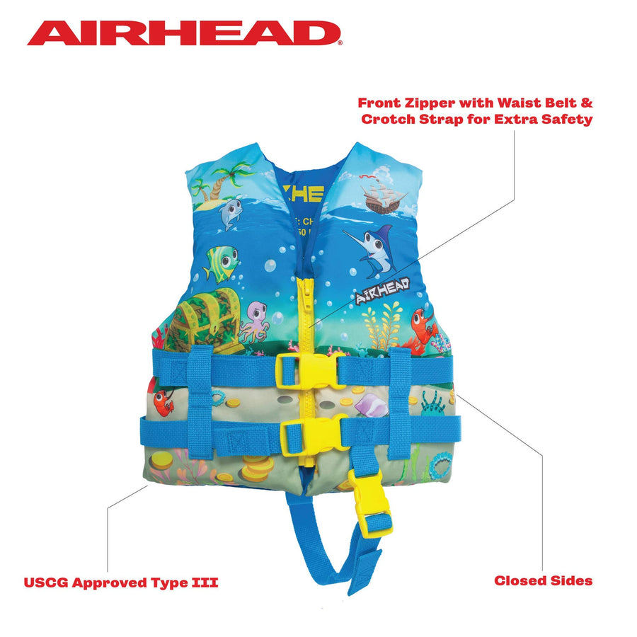 Airhead Infant and Child Treasure Life Vest, USCG Approved Infant 0-30lbs, Child 30-50lbs