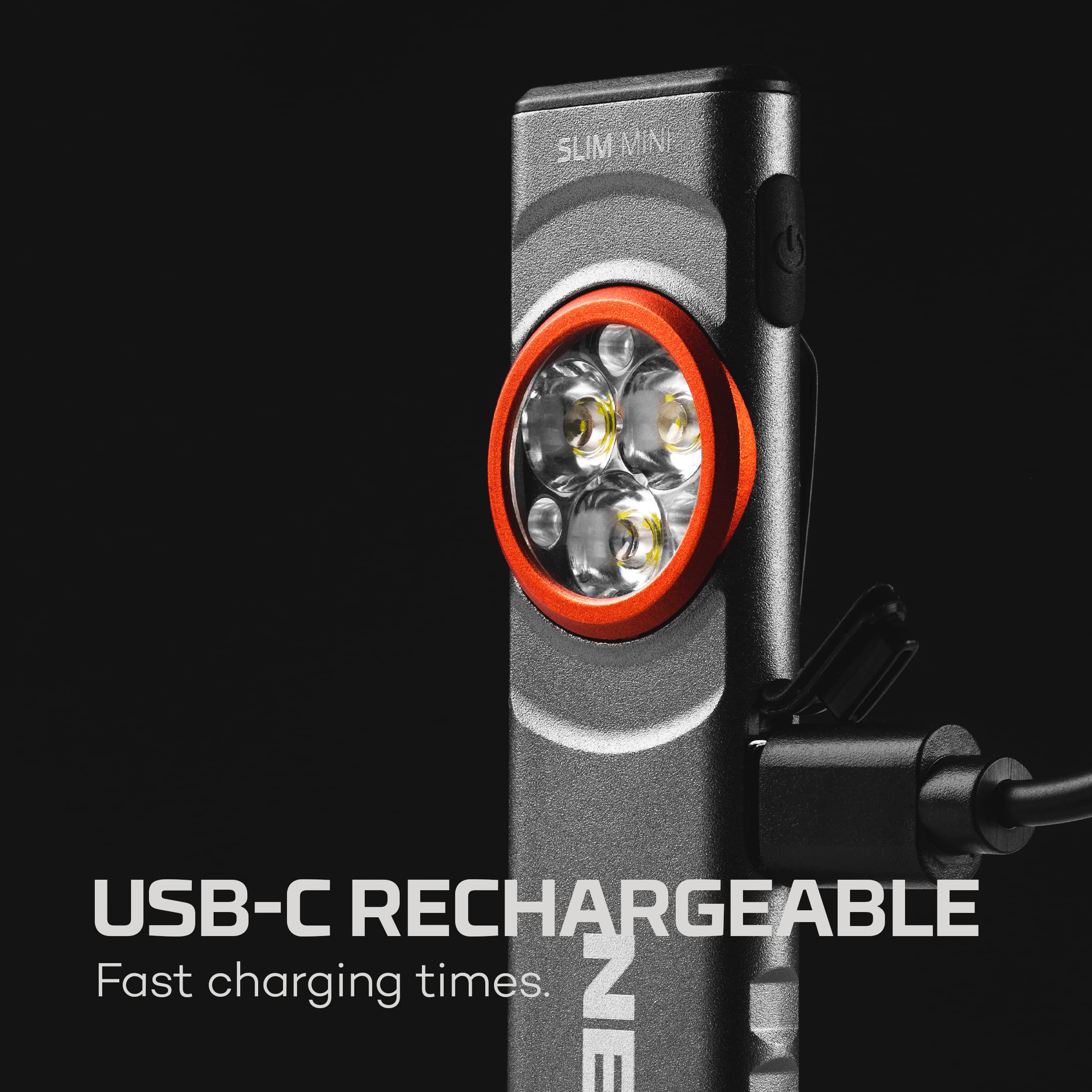 NEBO Mini SLIM Rechargeable Pocket Light | 250 Lumens, 2 Light Modes, Small Flashlight for EDC & Emergencies, Magnetic Base, Lightweight, Water Resistant & Durable, Includes Charging Cable