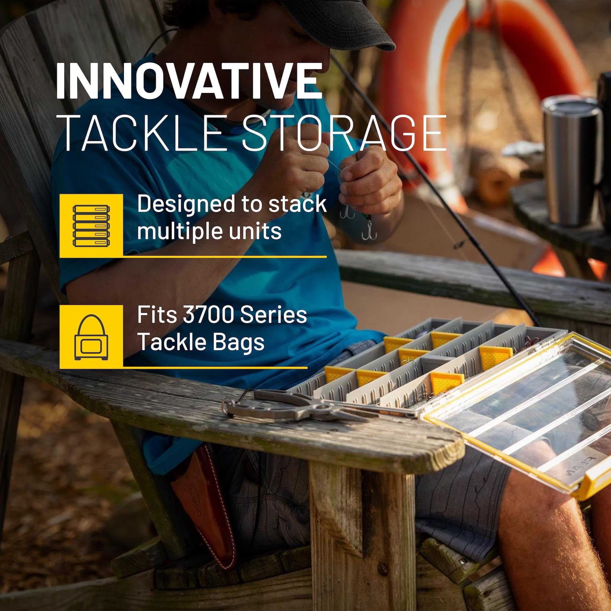 Plano 3700 EDGE Premium Tackle Utility Box, Gray and Yellow, Stackable Organizers, Waterproof, Rust-Resistant Bait and Tackle Storage