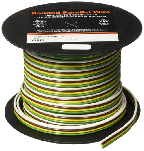 Deka East Penn (02915) 100' 16-4 Gauge Parallel Primary Wire, Yellow, Green, White, Brown
