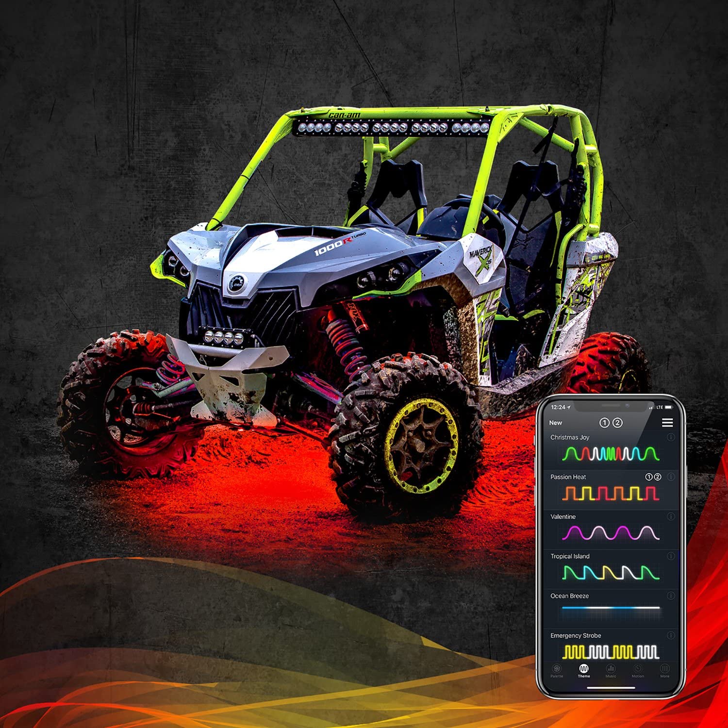 XKGLOW 4pc XK-Rock-STA-DM 6W LED Rock Light Standard Kit with Dual-Mode Dash Mount Controller