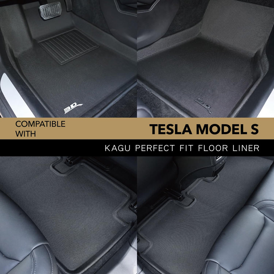 3D MAXpider Kagu Custom Fit Floor Mat (Black) Compatible with Tesla Model S 2015-2019 - Full Set