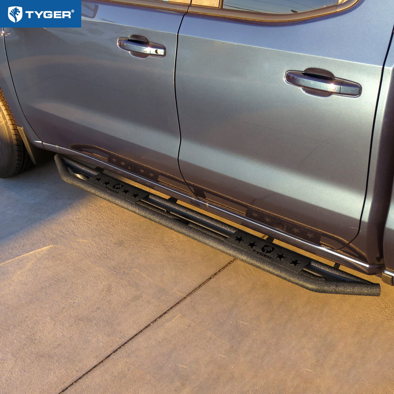 Tyger Auto Star Armor Side Step Rails Compatible with 2019-2026 Chevy Silverado GMC Sierra 1500; 2020-2026 2500 3500HD (Not Fit 19 LD) | Double Cab | TG-AM2C20238 | Nerf Bars Running Boards