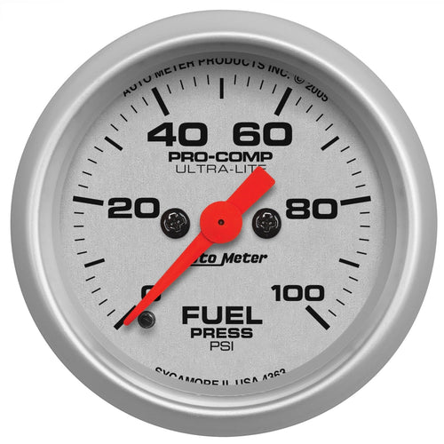 Auto Meter Ultra-Lite 4363 Electric Fuel Pressure Gauge, 2-1/16" (52.4mm)
