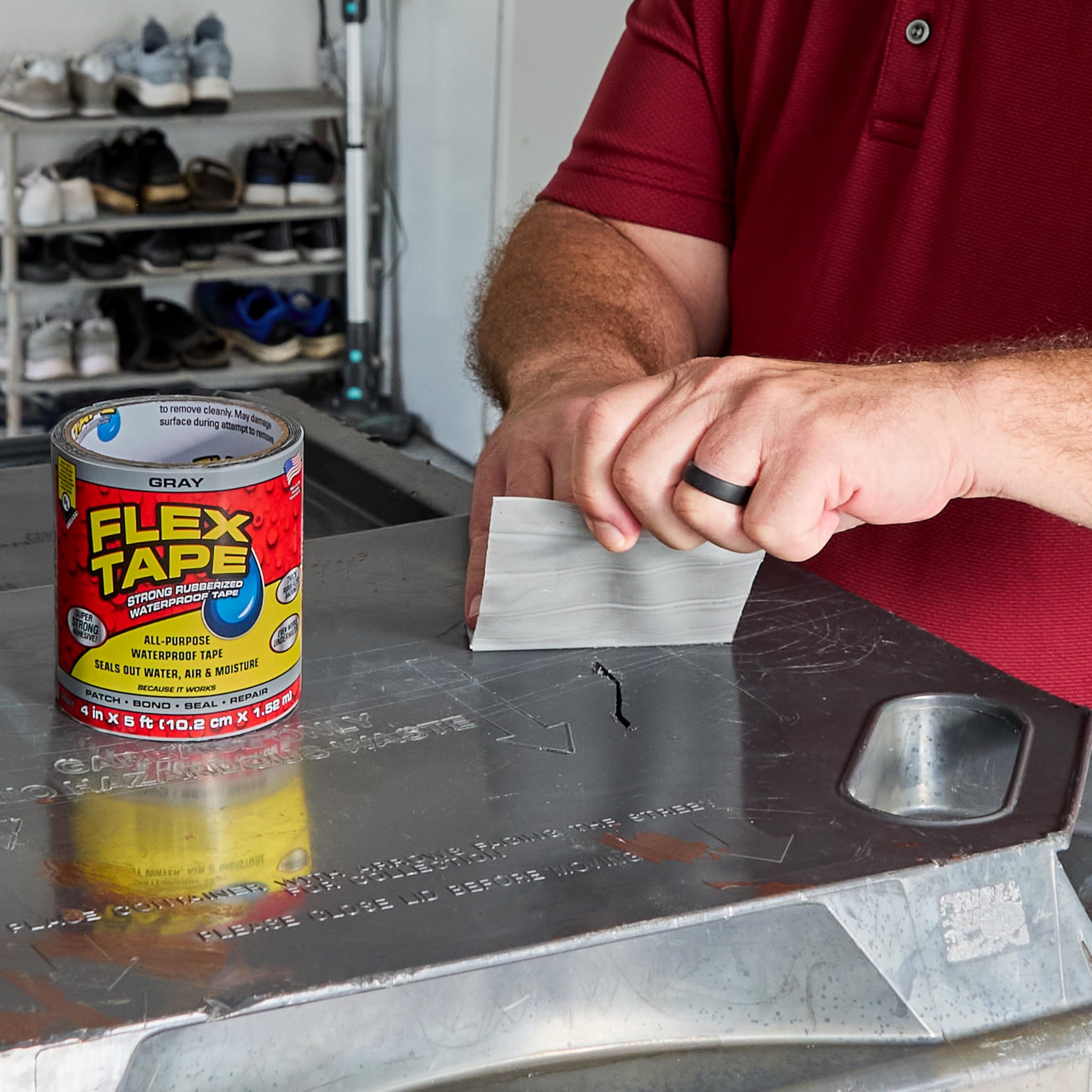 Original Flex Tape, Thick Flexible Rubberized Waterproof Tape - Seal and Patch Leaks, Works Underwater, Indoor Outdoor - Home RV Roof Plumbing and Pool Repairs, Gray, 4 in x 5 ft, Pack of 1
