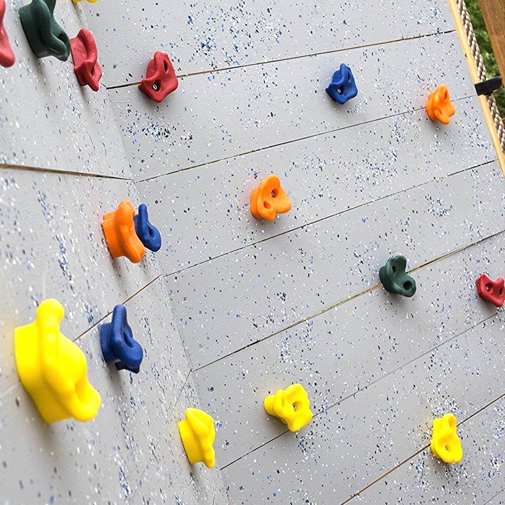Kids Children ck Climbing Wood Wall Stones Hand Feet Holds Grip Kits Stock(Yellow)