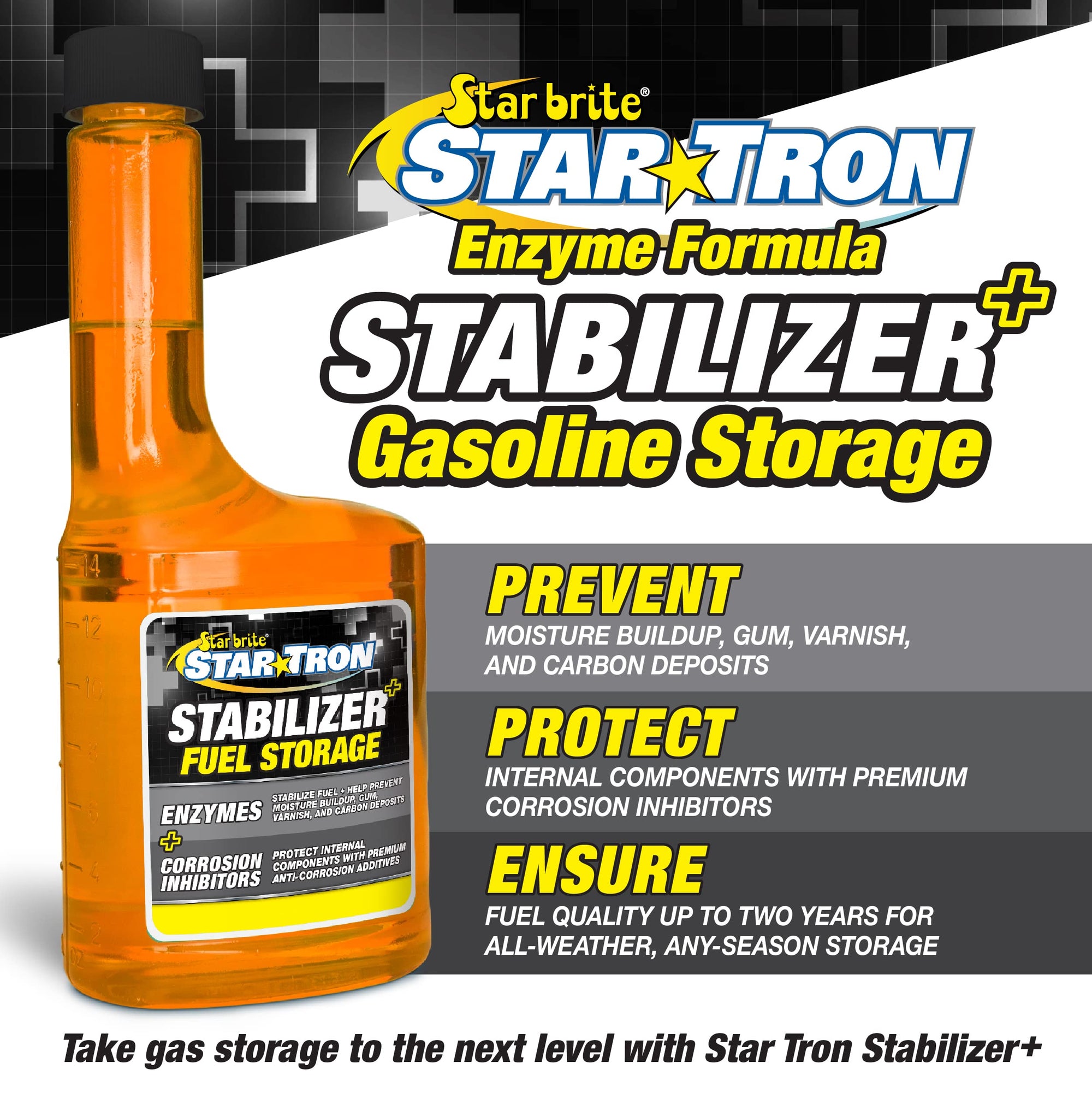 Stabilizer+ Star Tron Fuel Storage & Corrosion Protection, Treats 80 Gallons of Gas - Ideal for Motorcycles, Boats, Lawn Equipment, Classic Cars - 16 OZ (014816)