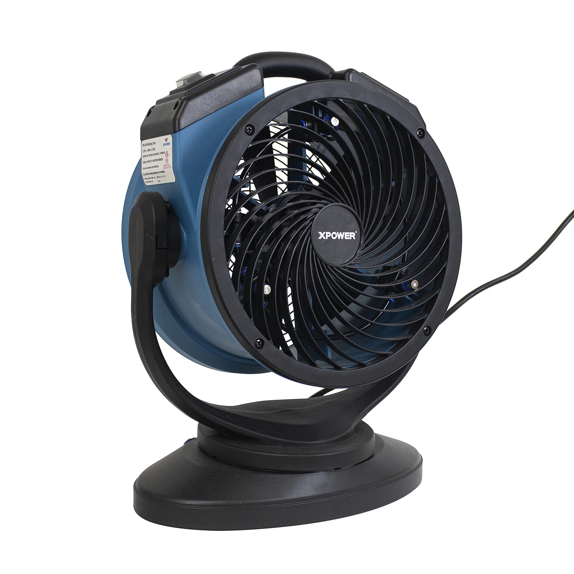 Misting Fan XPOWER FM-68, Outdoor Cooling, Oscillating, Heavy Duty, Powerful, High Velocity, 3-Speed, Ideal for Camping, Patios, Picnics, & More, 15 In