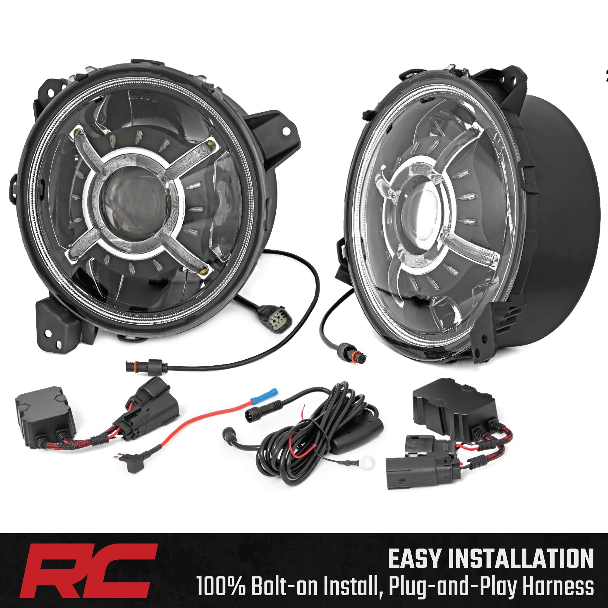 Rough Country 9" Round LED Headlights for 18-24 Jeep JL/JLU/Gladiator - RCH5100