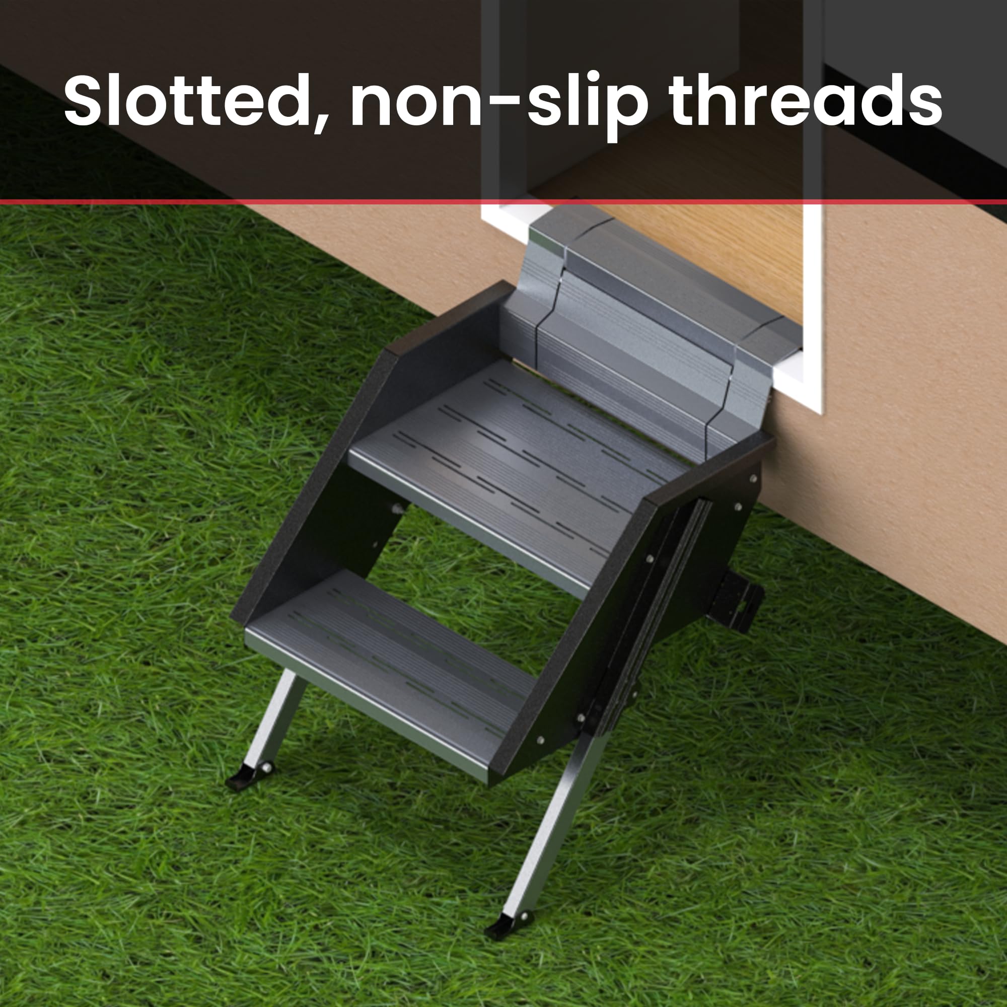 2-Step Wide Suburban RV Stow Away Steps, Adjustable RV Entry Stairs - Secure and Convenient Stow Away Steps for Easy Access to Your RV; Lightweight and Durable Design with Safety in Mind (4102A)