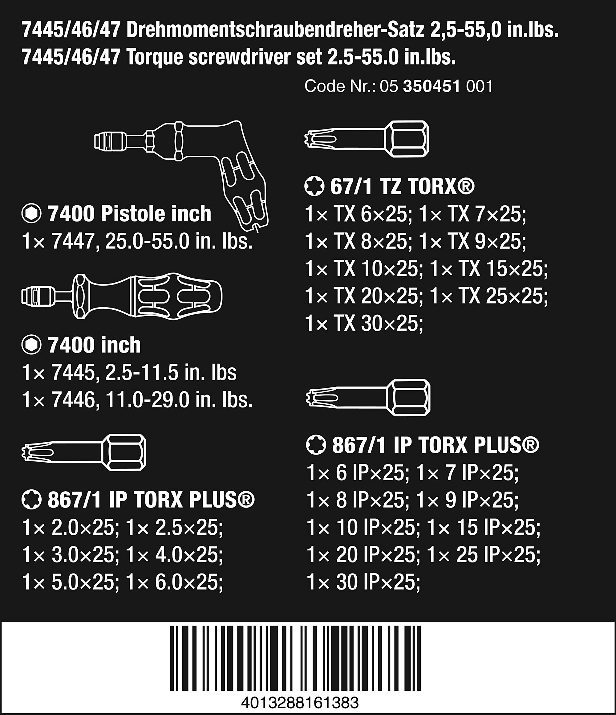 TORQUE SCREWDRIVER 7445/46/47 LBS.-IN SET