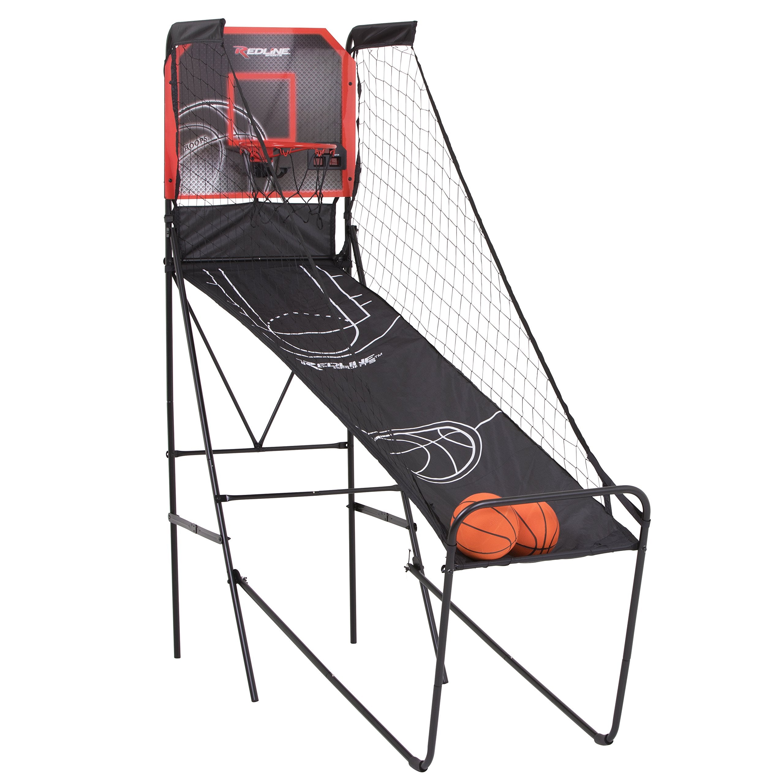 Alley-Oop Redline Single Basketball Shootout with Quick Connect Easy-to-Assemble Frame and Compact Fold-up Design for Easy Storage 26 pounds