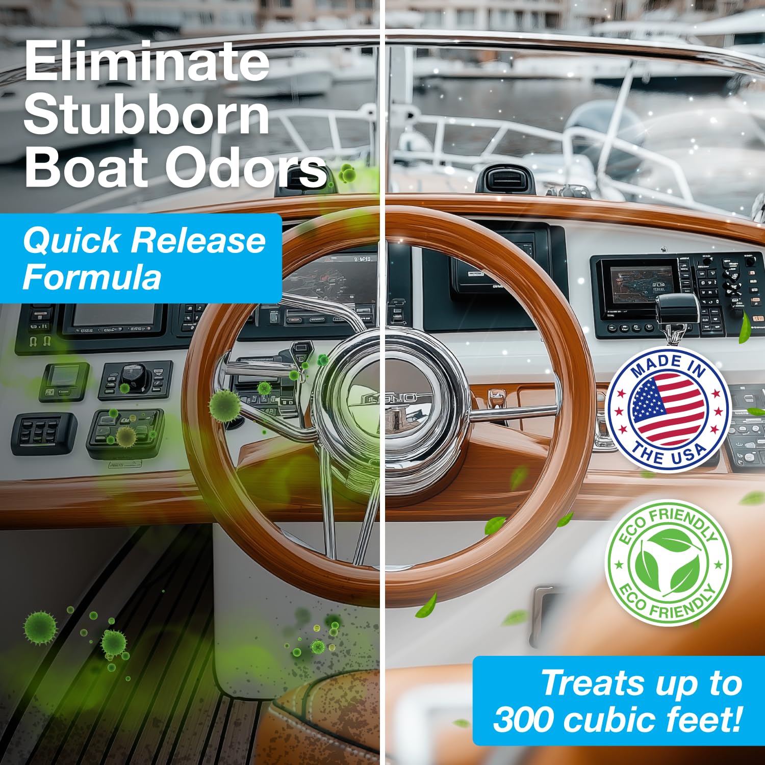 Biocide Systems Shocker Marine, Quick Release Odor Eliminator for Boats, Eco-Friendly Chlorine Dioxide Odor Bomb for Removing Mildew, Fish, & Food Smells, Up to 250 Cubic Feet of Interior Space