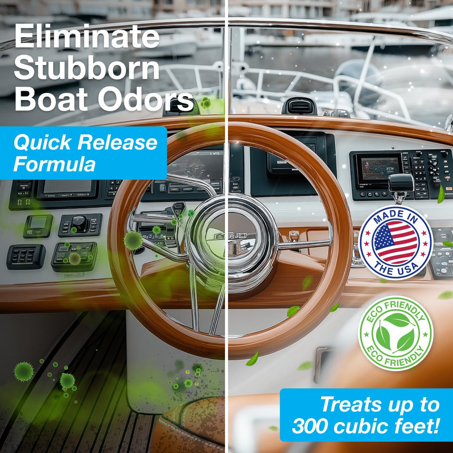 Biocide Systems Shocker Marine, Quick Release Odor Eliminator for Boats, Eco-Friendly Chlorine Dioxide Odor Bomb for Removing Mildew, Fish, & Food Smells, Up to 250 Cubic Feet of Interior Space