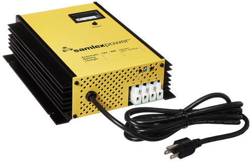 30A Samlex Battery Charger - 12V - 3-Bank - 3-Stage w/Dip Switch & Lugs
