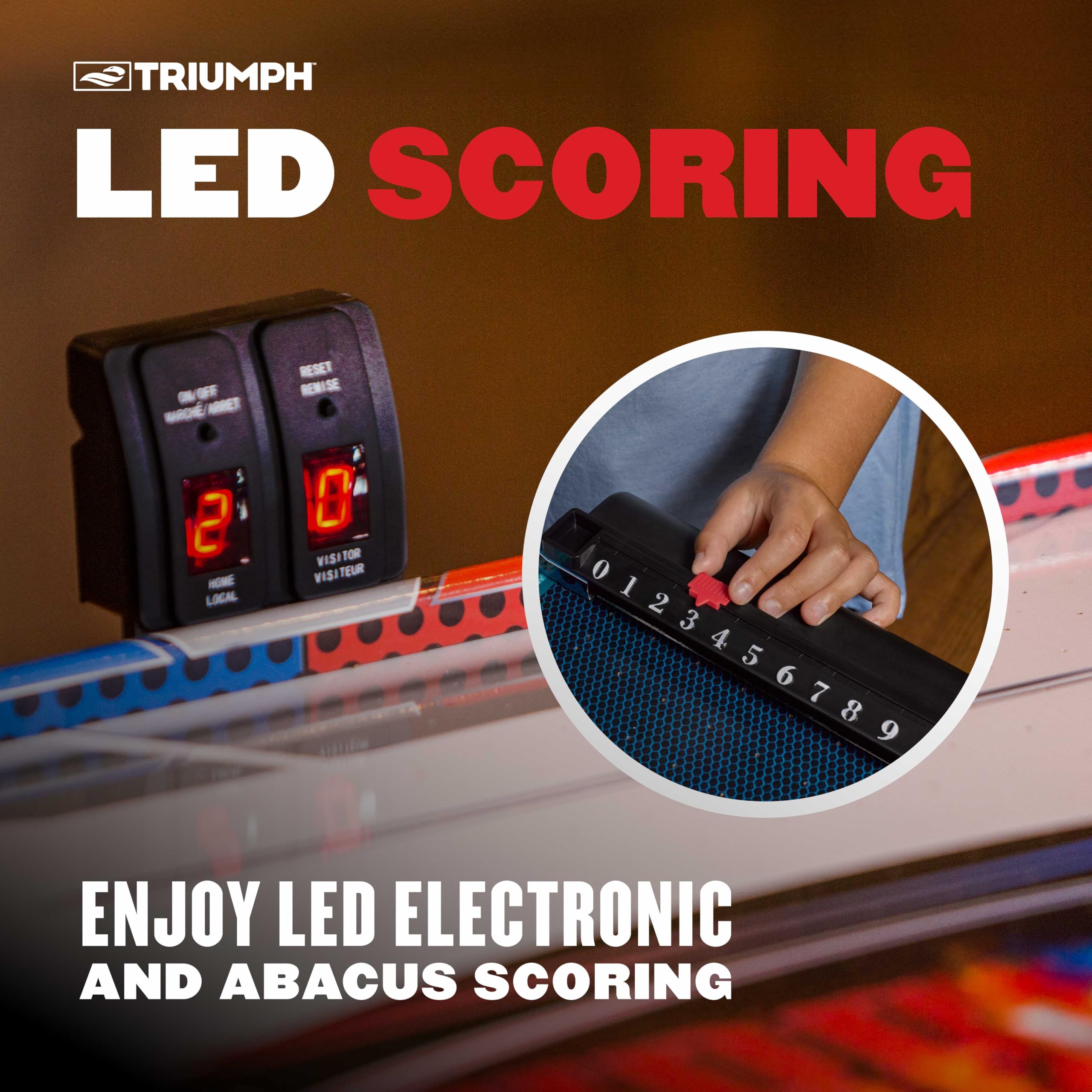 Triumph Sports 54" Fire ‘n Ice LED Light-Up Air Hockey Table Includes 2 LED Hockey Pushers and LED Puck