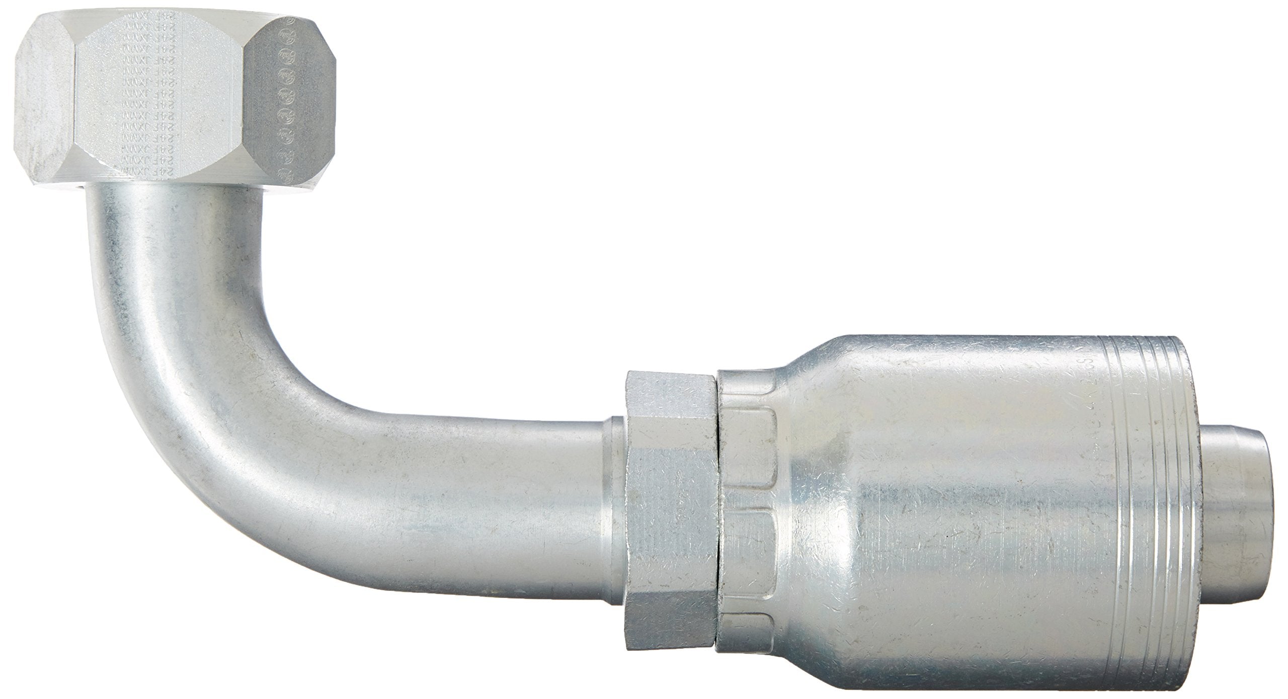 GlobalSpiral Series Gates MAX Pressure Couplings, Female JIC, 37 Degree Flare Swivel, 90 Degree Bent Tube, 1-1/2" ID