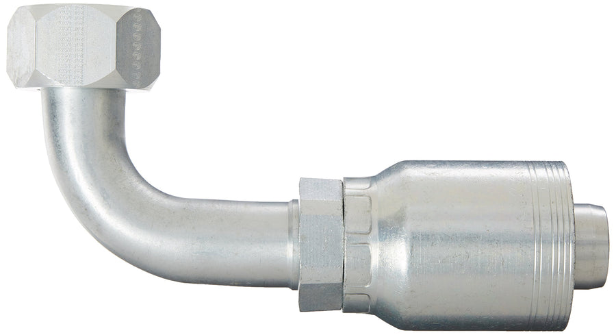 GlobalSpiral Series Gates MAX Pressure Couplings, Female JIC, 37 Degree Flare Swivel, 90 Degree Bent Tube, 1-1/2" ID