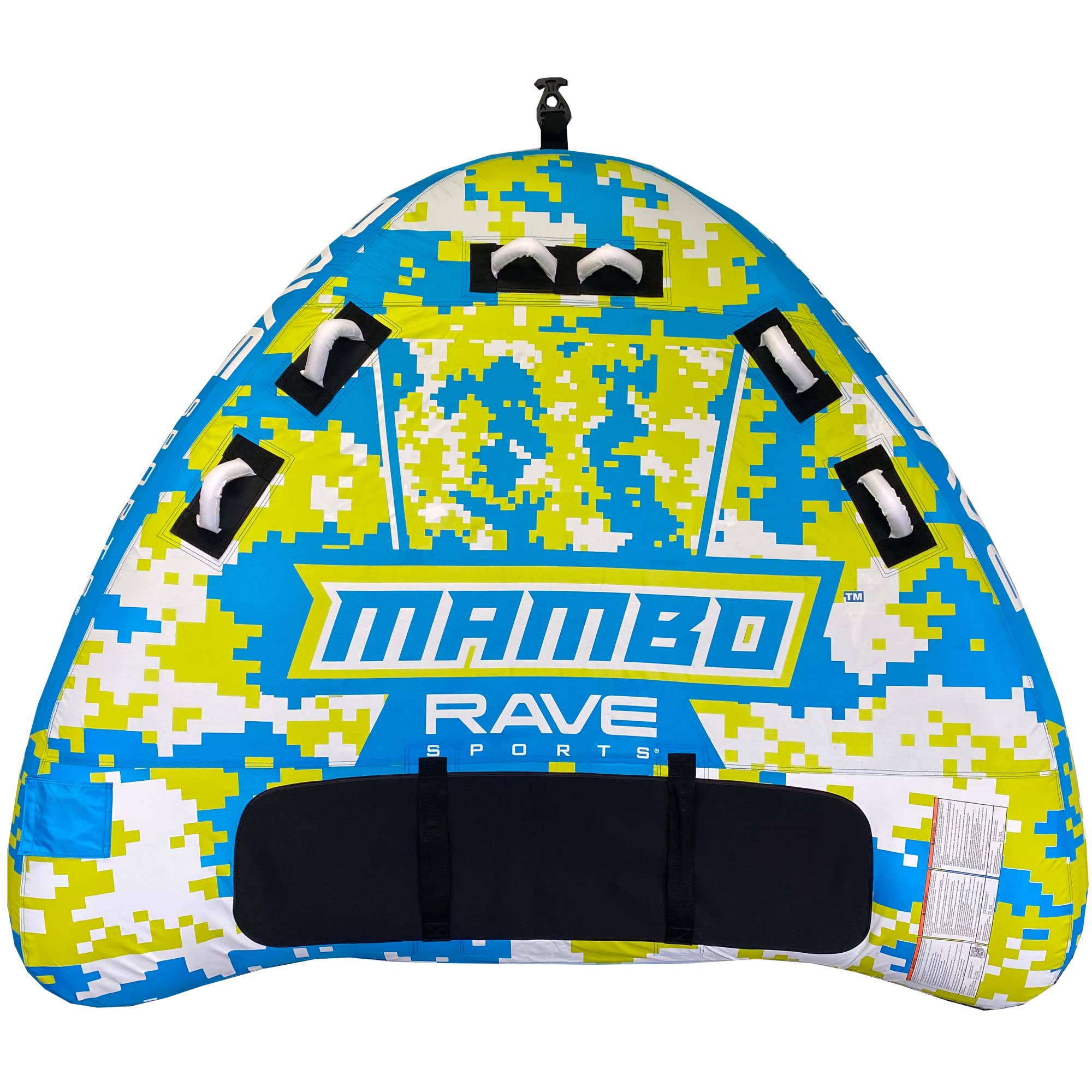 Mambo RAVE Sports Inflatable Towable Tube, 1-3 Riders, Wing Shape for Fast Rides, Durable Nylon Cover, Foam-Filled Reinforced Handles, Quick Connect Tow Point, Boat-Towables, Holds 510 lbs