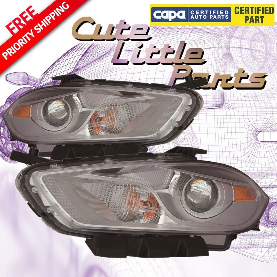 Chrome Trim CAPA Driver+Passenger Headlight Set for 2013 2014 2015 DODGE DART