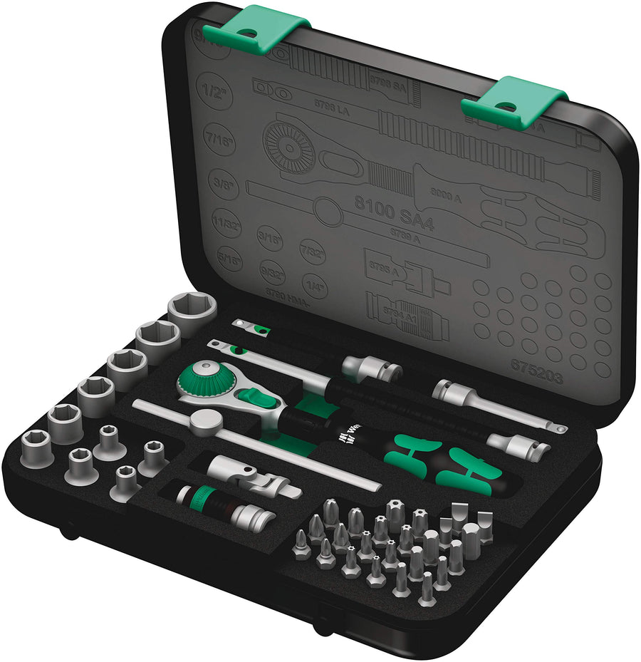 Wera - 8100 SA 4 5003535001 Zyklop Ratchet Set with 1/4" Drive, 41-Piece Set