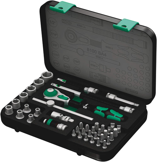 Wera - 8100 SA 4 5003535001 Zyklop Ratchet Set with 1/4" Drive, 41-Piece Set