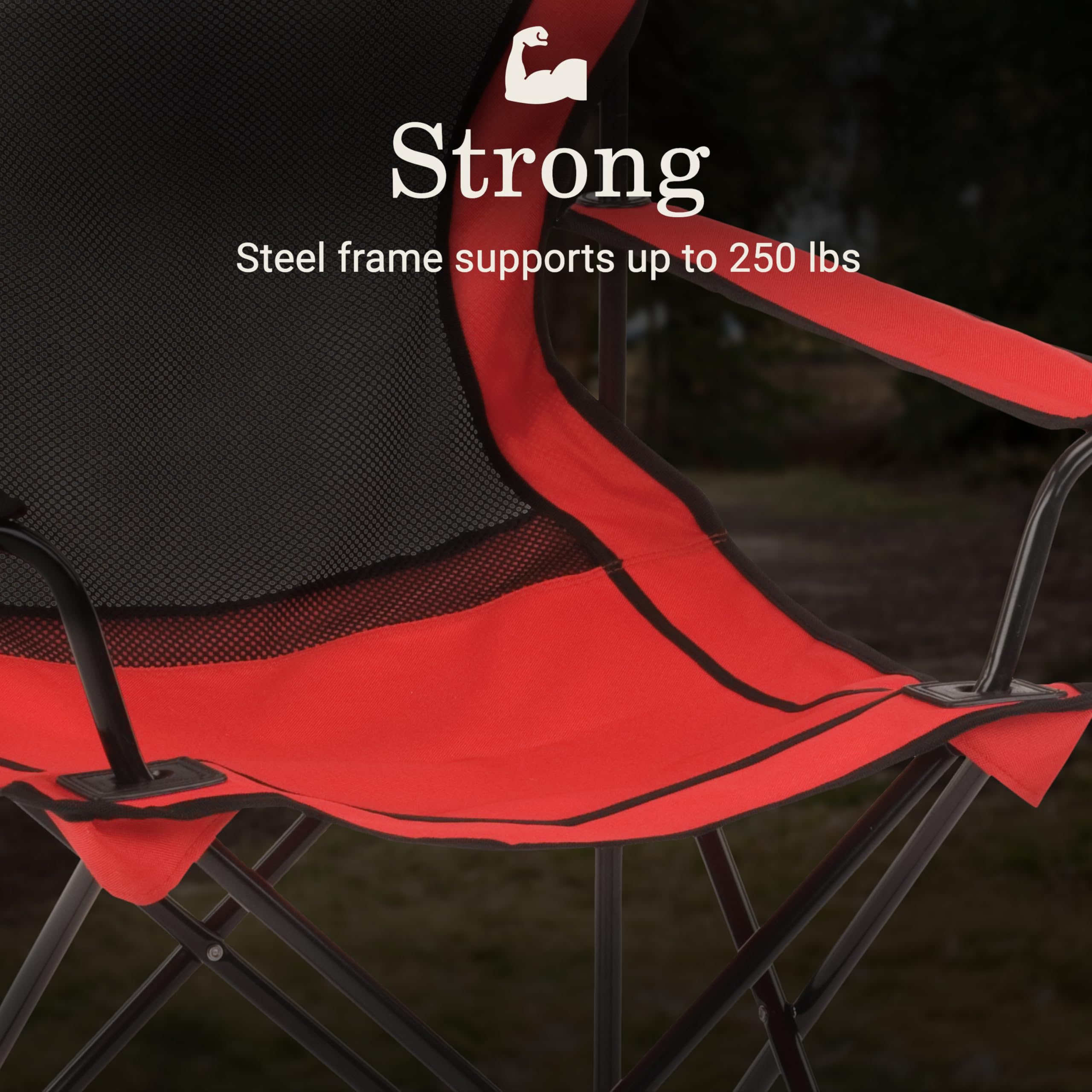 Coleman Quad Camping Chair with Broadband Mesh, Carry Bag & Cup Holder, Cooling Back with Adjustable Arms, Great for Camping, Tailgating, Firepits, Patio, & More