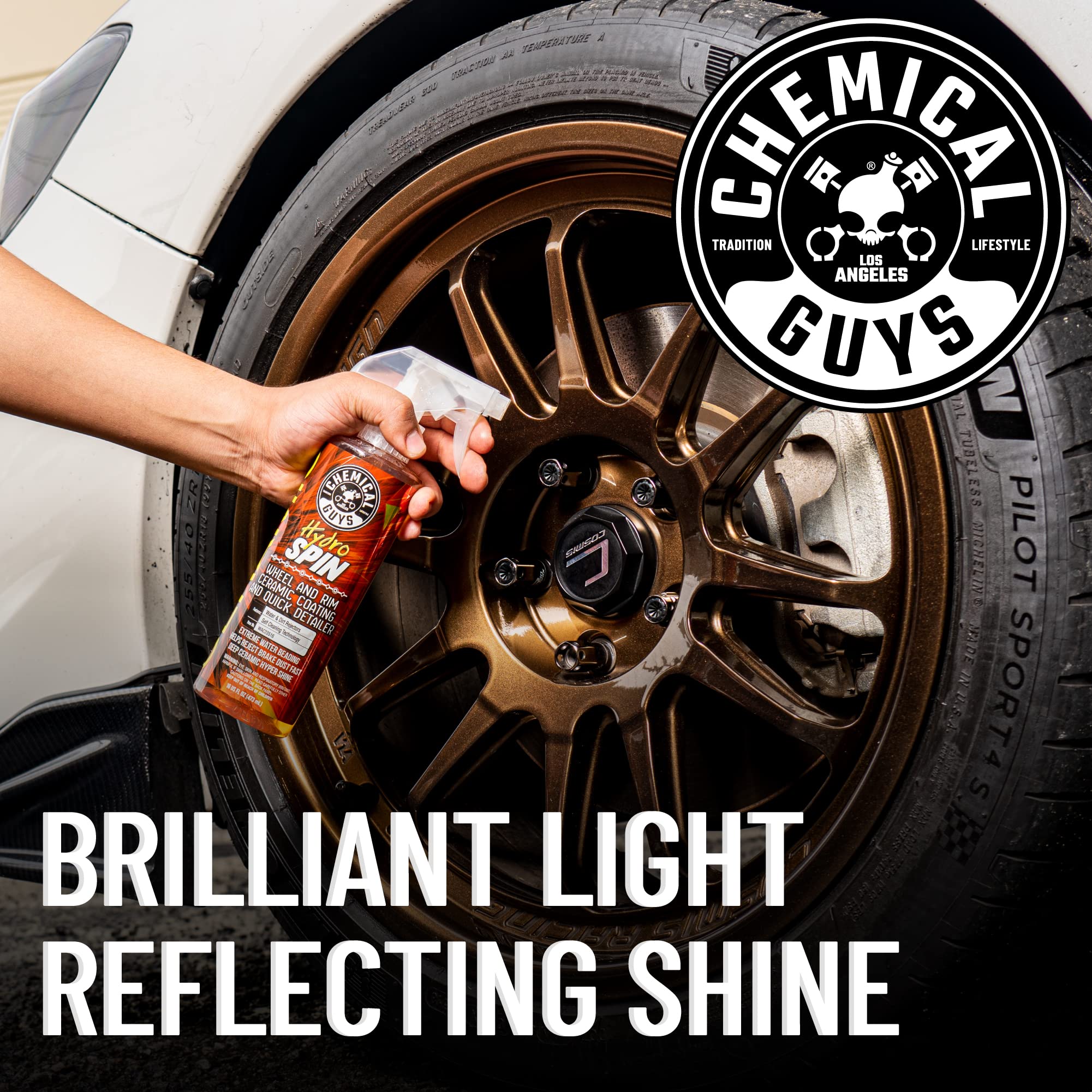 Chemical Guys HydroSpin Ceramic Coating and Quick Detailer Spray - 16 oz Protects Wheels, Rims & Brake Parts with Hydrophobic Shine