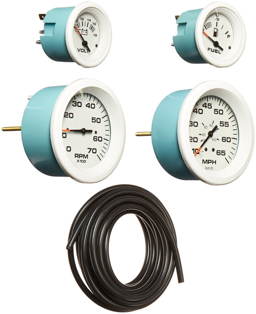 Sierra International 4 Gauge Arctic Outboard Set Includes Speedometer, Tachometer, Voltmeter & Fuel Gauges