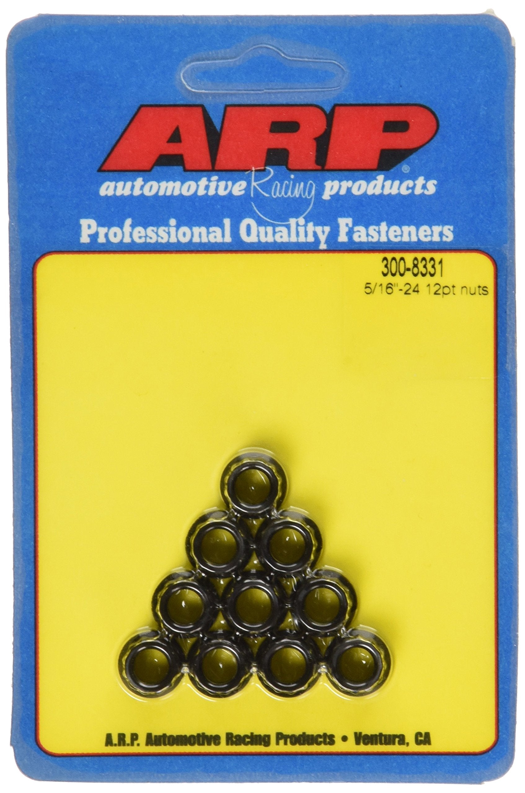 ARP 3008331 12-Point Stainless Steel Nuts, Package Of 10, With 5/16 - 24 Thread Size And 3/8 Socket Size
