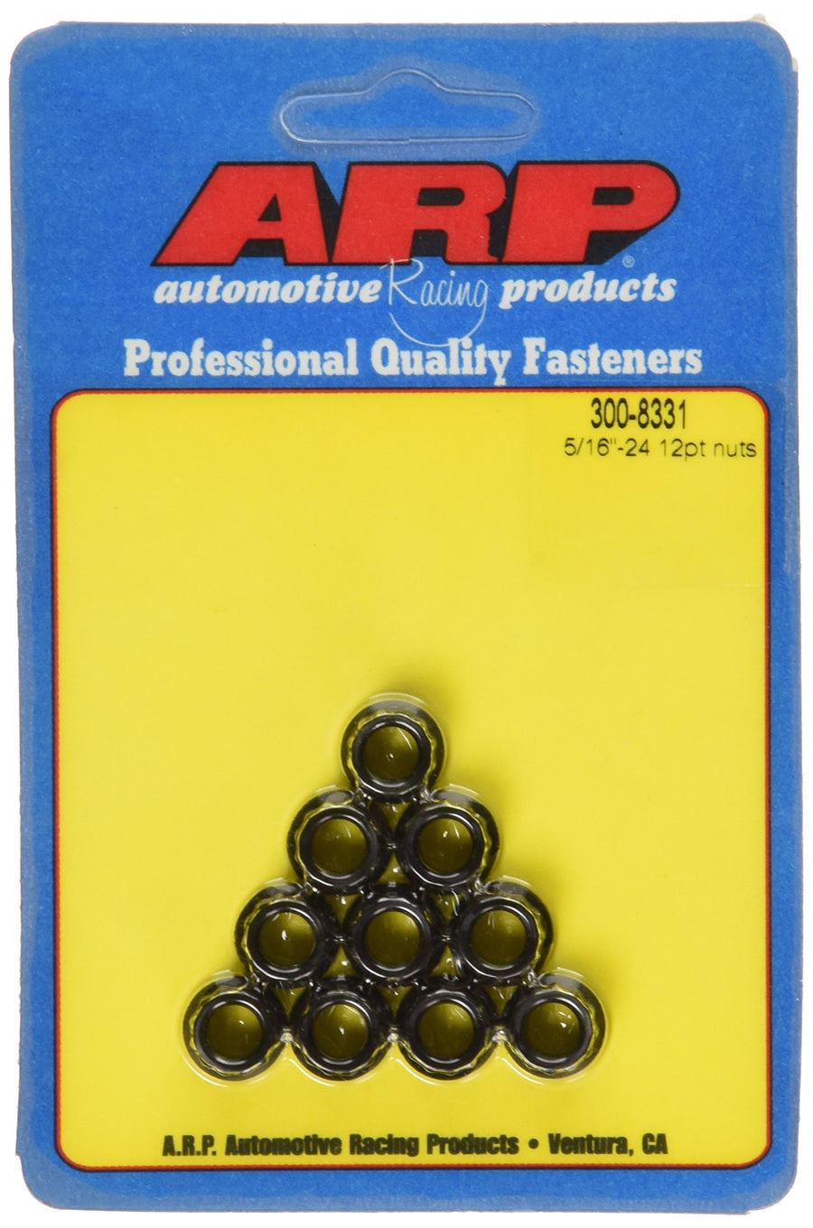 ARP 3008331 12-Point Stainless Steel Nuts, Package Of 10, With 5/16 - 24 Thread Size And 3/8 Socket Size