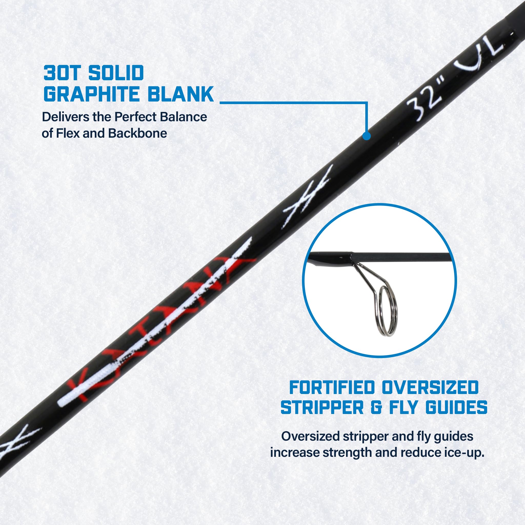 Katana CLAM 32” Ultralight Ice Fishing Rod – Ultra Sensitive Blank for Panfish, Perch, and Crappie – Lightweight Design for Quick Strikes – Built for Ice Precision